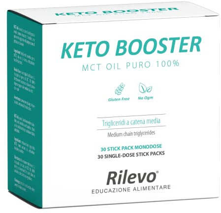 Rilevo Ket Booster MCT Oil Puro 100% Trigliceridi a catena media 30 Stick Pack monodose da 5 ml