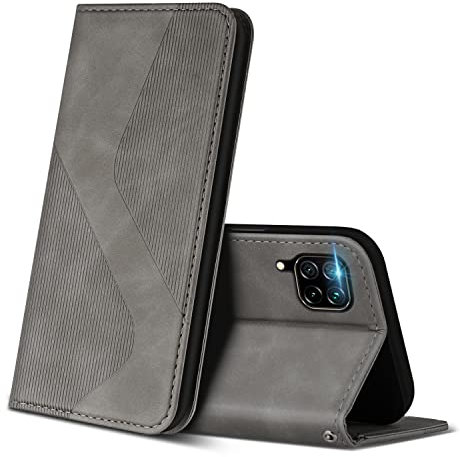 ZONNAVI Cover per Huawei P40 Lite, Flip Custodia Pelle PU con [Slot Cart] [Supporto Stand] [Magnetica], Cover a Libro Portafoglio per Huawei P40 Lite (Grigio)