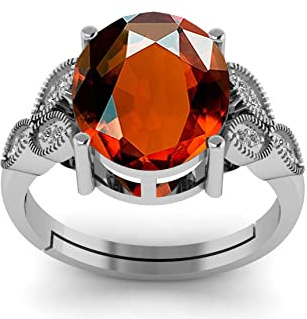 LMDPRAJAPATIS Ring für Damen und Herren, 8,25 Karat, natürlicher Gomed/Granat-Edelstein, deutsches Silber, verstellbar, AA+ Qualität