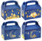 DPKOW 12 Stück Eid Mubarak Geschenkboxen mit Griff, DIY Ramadan Eid Geschenkschachteln Eid al-Fitr Party Boxen, Blau Falt-Schachteln Süßigkeiten Keks Boxen für Muslimische Islamische Eid Haus Deko