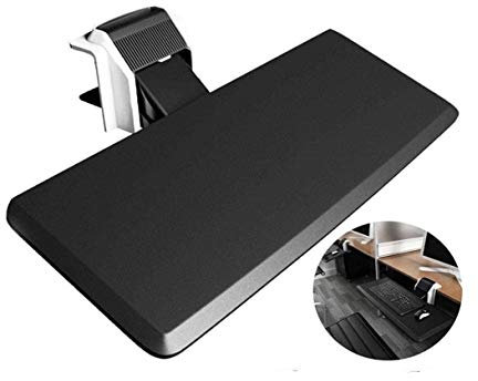 AUGUSE Bandeja Teclado Bandeja for Teclado de PC Debajo del cajón del Escritorio Inclinación Ergonómica Estante Extensor Cajones Soporte, Soporte de Plataforma de Teclado de computadora Ajustable