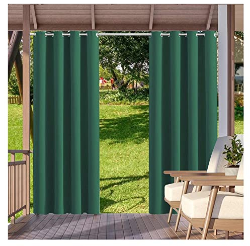 VXHCS Cortina de Lona Impermeable Exterior, Cortinas de Poliéster Verde, Cortinas Blackout para Terrazas, Pantalla de Privacidad Anti-UV, para Terraza Balcón (132x213cm/52x84in)