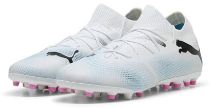 PUMA Herren Future 7 Match MG Soccer Shoe, White Black-Poison Pink, 44 EU