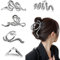 PEALOVCOM 5 Stück Große Haarklammern Silber Metall Haarspangen Damen Haarkrallen Clips Haarclips für Mädchen Haar-Accessoires Rutschfeste Klaue Clips für Dickes Dünnes Langes Haar