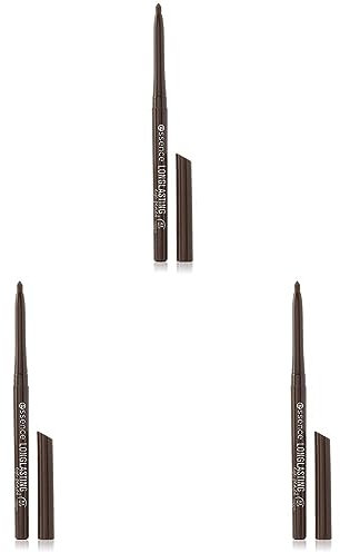 essence LONG-LASTING eye pencil, Kajal, 18 Stunden Halt, wasserfest, Nr. 02 hot chocolate, braun, definierend, langanhaltend, vegan, wasserfest, Mikroplastik Partikel frei (0,28g) (Packung mit 3)