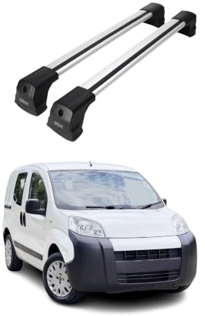 OMAC Dachträger Grundtäger kompatibel mit Citroen Nemo 2008-2017 Aluminium 75kg Silber 2tlg Fixpunkte für Fahrradträger, Dachboxen, Skiträger Abschließbar