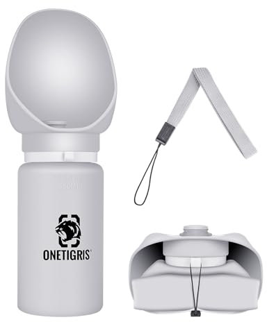 Silicone Dog Water Bottle,Onetigris 550ML Portable Travel Water Bottle Dispenser for Dogs,Dog Bowl with Leak-Proof Design, Foldable Extra-Wide Cup,Dog Water Bottle for Outdoor Walking, Hiking, Travel