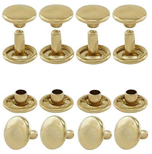 GETMORE Parts Hohlnieten Doppelkopf, Doppelhohlnieten, Doppel-Niet, Stahl, zweiteilig - ab 100 Stück, Gold, 7 mm