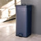 CHARLES BENTLEY Kitchen Bin, 30 Litre, Steel, Square, Retro, Kitchen, Pedal Waste Bin, Dark Blue, Pedal Bin, Side and Lid Handles, Easy Lifting, Retro Style, Inner Bucket, Contemporary (67x27x27cm)