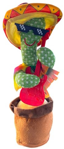 Vista Trade Cactus Dansant avec USB et Batterie - Cactus Qui Danse et Répète, Cactus Qui Parle, Jeux Cactus Qui Parle - Jouet Cactus Chantant et Lumineux pour Enfants et Famille