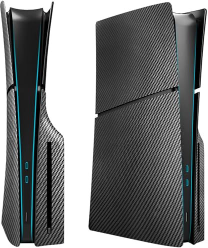 ElitePlay Fibre de Carbone PS5 Slim Faceplates Housse de Protection Plaques de Remplacement Coque Accessoires en Fibre de Carbone pour Playstation 5 Slim Model Disc Edition