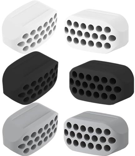 RSYHVG 6 PCS Jaw Trainer, Double Chin Jaw Exerciser, Jawline Exerciser Chew, Strengthen and Regulate Facial Muscles Jawline Face Trainer for Men Women Everyone (Black White Gray)