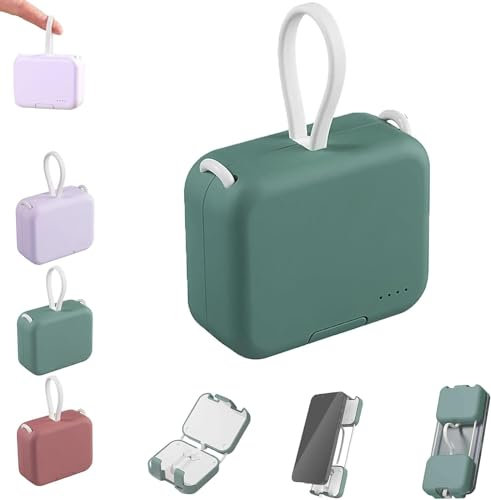 Back Clip Power Bank - Mini Power Bank and Phone Holder, 4000mAh Mini Power Bank Built-In Dual-Cable, Portable Wireless Charging Treasure Mobile Phone Holder