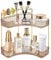 Cosmetic Display Cases Makeup Organizer: Corner Vanity Makeup Shelf Holder Multi-Function Bathroom Display box Cosmetic Storage Holder for Dresser ,Fits Cosmetics, Perfume, Skincare(2-Tier,Amber Gold)