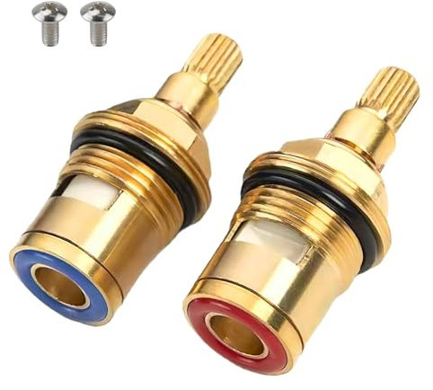 2PCS Tap Valves Cartridge,Brass Taps Cartridges for Kitchen and Bath,1/2 Inch Bsp Thread,20 Splines,53mm Height -Sp3561 Compatible,Fit for a M4 Screw,Easy Installation,Effectively Stops Leaks
