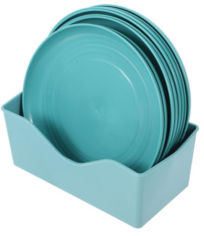 TOGEVAL 8pièces Set De Assiettes Plastique pour Chats avec Base Stable Gamelles Plates pour Kittens Et Chats à Pattes Courtes Couleur Bleu Ciel Idéales pour Nourriture Et Eau