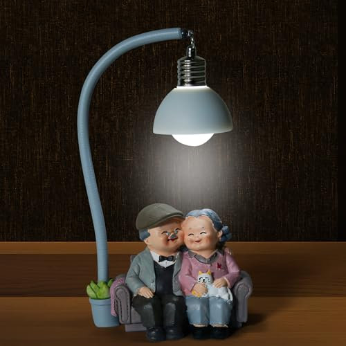 Pinyenr Geschenk zum Jahrestag,Oma und Opa auf Bank， Hochzeit, Jahrestag, Verlobung, für Paare,Dekorative Statuen Jahrestagsgeschenke