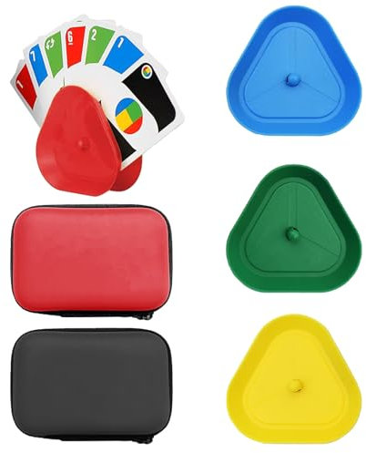 6 teiliges Set 4 Kartenhalter und 2 Aufbewahrungstaschen, 4 Farben Kartenschieber Spielkarten, Dreieck Kartenhalter Kinder, kinder kartenhalter Spielkarten, Kartenspiel Spielkartenhalter Kinder Geeign