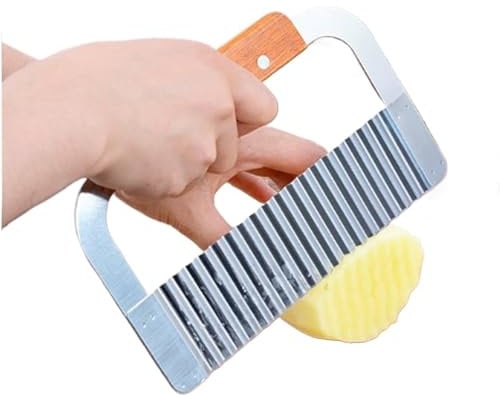 NJNNN Coupe-Frites ondulé en Acier Inoxydable, Coupe-Frites, Couteau à découper, for Pommes de Terre, Carottes, Chips et Fruits, 18,2 cm