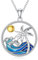 Shusukue Halskette mit Palmen-Anhänger, 925er Sterlingsilber, Ozeanwellen-Halskette, Strand-Anhänger, Halskette, Schmuck für Damen