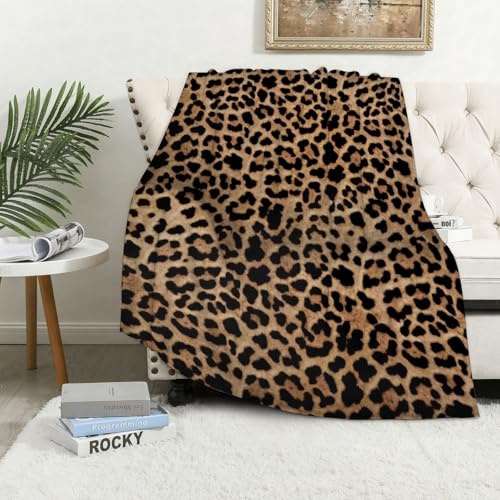 MAAPCHP Coperta Pile Blanket Disegno del modello della pelle di leopardo per Coperta di Flanella Coperta per Adulti per Bambini Caldo Divano per Il Tempo Libero Sedia Soffice Coperta Soffice76x100cm