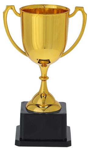 noTrash2003 Coppa di compleanno per bambini, in plastica, per feste, concorsi, trofeo vincitore, altezza 18/19 cm, con base nera, 2 versioni