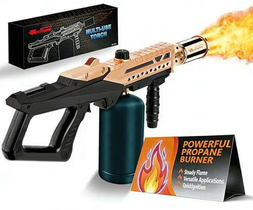 Dutywand Pistolet torche au propane – Tête de chalumeau max. 800 000 BTU – Torche culinaire sous vide – Lance-flammes réglable pour barbecue, feu de camp, barbecue au charbon de bois (réservoir non