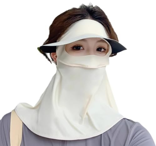 Remingtape Weiße Sonnenschutzmaske, Vollgesichtsmaske Aus Eisseide, UV-Schutz, Atmungsaktiver Sonnenschutz zum Radfahren