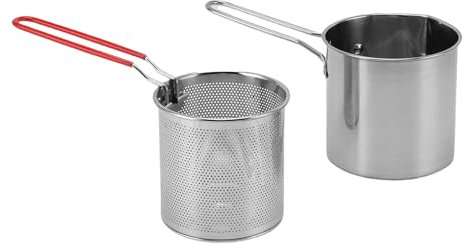 Sorandy Stainless Steel Oil Filter Pot, Bacon Grease Container with Strainer and Easy Grip Handle, Multifunctional 2 in 1 Pasta Vegetable Pot, Deep Fryer Basket for Kitchen Cooking