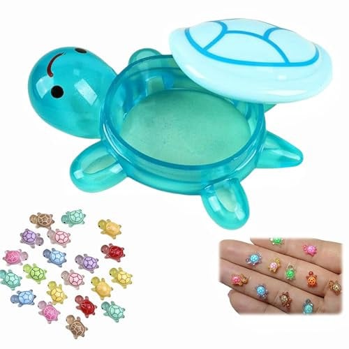 100 Pieces Tiny Turtles for Crafts with Turtle Storage Box,Glow in The Dark Resin Animals,Garden Ornaments,Fairy Garden Accessories,Toys for Small Ani/mals,Easy Storage Mini Resin Anim/als,Diy Crafts