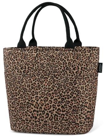 Aosbos 10L Insulated Lunch Bags for Women Ladies Work, Leak-Proof Portable Soft Lunchbox Cool Bag, Thermal Cooler Tote Handbag for Girls Adults Kids School Office Picnic Travel Beach, Amber Leopard