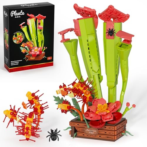 SHAREHB Carnivorous Plant Building Set, Tropical Rainforest Creative Botanicals Plants Bricks, Artificial Plant Kit Home Decor, Gift for Plant Lovers for Her Adults Kids Boys Girls 12+ (455PCS)