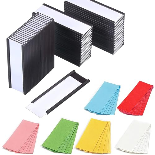 50 Stück Magnetische Etikettenhalter, 25 x 50MM Magnetschilder Beschriften