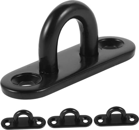ERINGOGO Ösenplattenhaken Edelstahl M5 Schwarz 4 Stück für Decke Wand | 40kg Tragkraft, Einfach Montierbar und Robust, Vielseitig Nutzbar, für Hängekörbe, Küchenhaken und Schwere Lasten