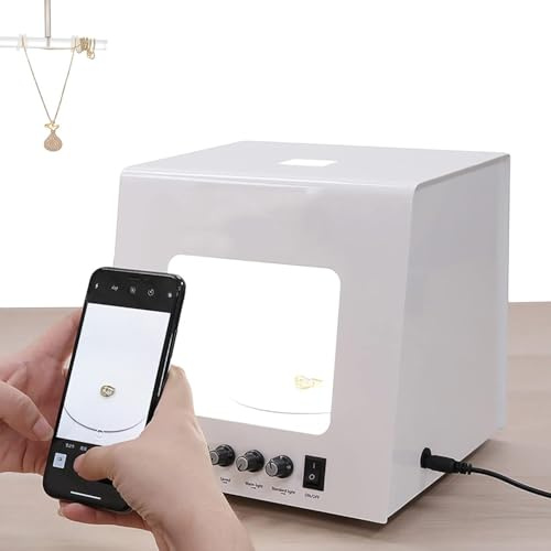 UORDBY Caja de luz y softbox portátil para Estudio fotográfico con rotación eléctrica de 360°, Mini softbox para Estudio fotográfico, Ideal para Colgar o Colocar Joyas TB30