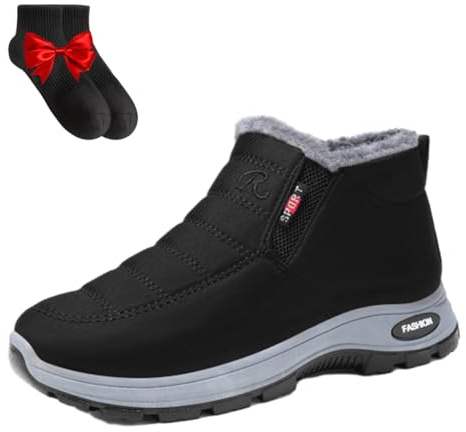 Winter Boots, Comfort Non-slip Orthopaedic Winterstiefel, Waterproof Sole and Warm Plush Lining, for Men and Women (Black, EU, Erwachsene, 45, Numerisch, EU Schuhgrößensystem, M)