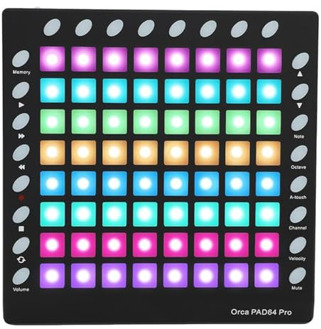 MIDI-Pad-Controller, MIDI-Drum-Machine mit 64 RGB-Pads, 128 GM-Sounds und RGB-Tasten for Partys, Bühnen und Live-Auftritte