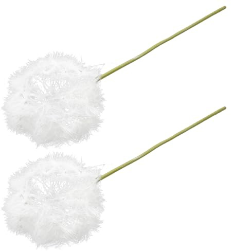 PAMINGONO Plastica Dente di Leone Artificiale Bianco 2 Pezzi | Fiori Finti Gialli, Aspetto Realistico e Leggero, senza Acqua per Composizioni Autunnali