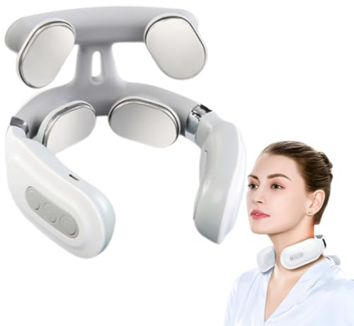 rekuria neckify 12-in-1 nackenlösung tiefenwärme-massage mit tens & ems Nackenmassagegerät mit 6 Modi, Heizung, 16 Kraftstufen, tragbares, intelligentes, für Büro & Reise