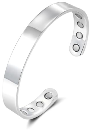 Zecimi Magnetarmband Damen, Pflaumenblüte/Kreuz Silber Magnet Armband | Armreif für Damen, Offen Verstellbar Edelstahl Armreifen zum Stressabbau Abnehmen, Vintage Armbänder für Besseren Schlaf