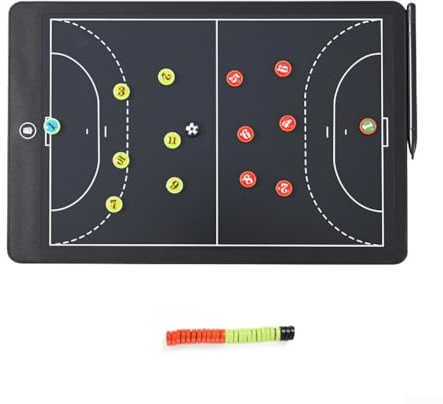 Elektronisches LCD-Strategiebrett mit magnetischen Aufklebern für Fußball, Basketball, Volleyball, Hockey und Badminton, Schwarz (Handball)
