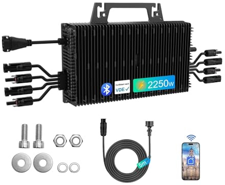 Auto Power Inverter Convertisseur Micro-onduleur 2250W Solaire avec WLAN Et Bluetooth Étanche IP67 Câble 5m L'alimentation Balcon