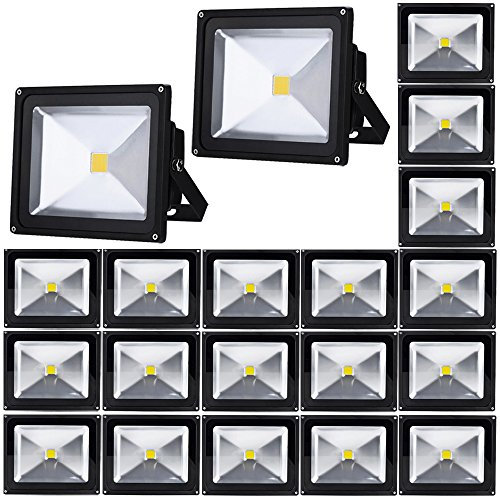 20pcs 50W LED Foco Proyector,ALPHA DIMA 50W LED Foco Proyector,ALPHA DIMA IP65 Impermeable Luz de Seguridad,Iluminación Interior y Exterior,Lámpara Blanco Frío 6500K Negro