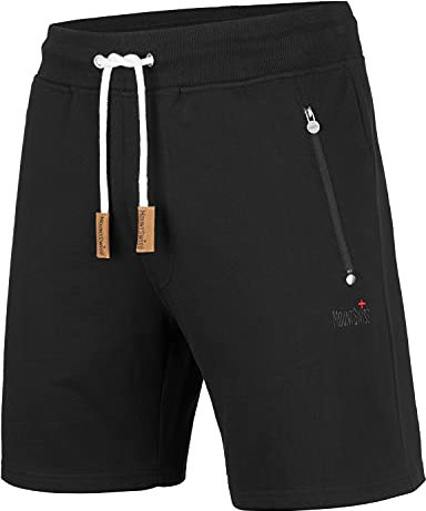 Mount Swiss Kurze Freizeithose Liam I Kurze Sweatpants Herren Mit Taschen I Sport Shorts Übergröße Schwarz, 3XL