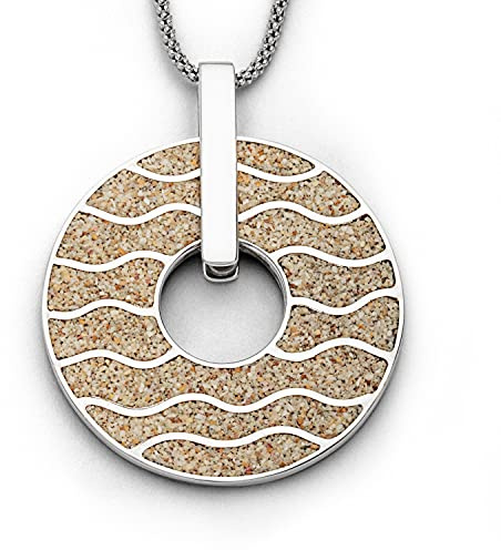 DUR Schmuck Damen Anhänger WELLEN Strandsand, Silber 925/- rhodiniert (P3284)