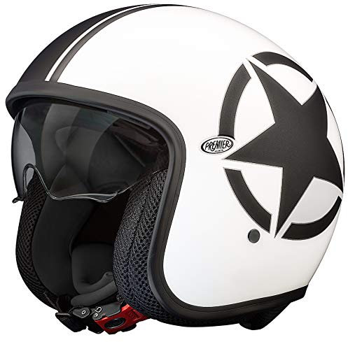 PREMIER Helm Vintage Star 8 BM,Weiss/SCHWARZ,M