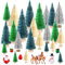 KUUQA 29 Stück Mini Flaschenbürste Bäume Sisal Schnee Frost Bäume mit Miniaturfiguren Schneemann Rentier Weihnachtsmann Box Winter Schnee Ornamente für Weihnachtsdekorationen
