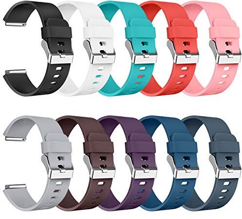 LEEFOX Kompatible Fit Bit Blaze Bands Rahmen Special Edition Ersatzband für Fit Bit Blaze Smart Fitness Watch Sport Zubehör Armbänder klein groß Herren Damen Jungen Mädchen, R01 10packStripe