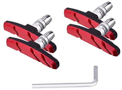 PLATTBK Bike Brake Pads 2 Pairs with Installation Tool No Noise Long 70mm Rubber Durable V-Brake Pads for Mountain Bicycle
