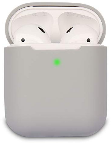 KOKOKA Schutzhülle Hülle Kompatibel mit AirPods 2, Silikon Schutzhülle Hülle für AirPods 2, LED an der Frontseite Sichtbar, Grau